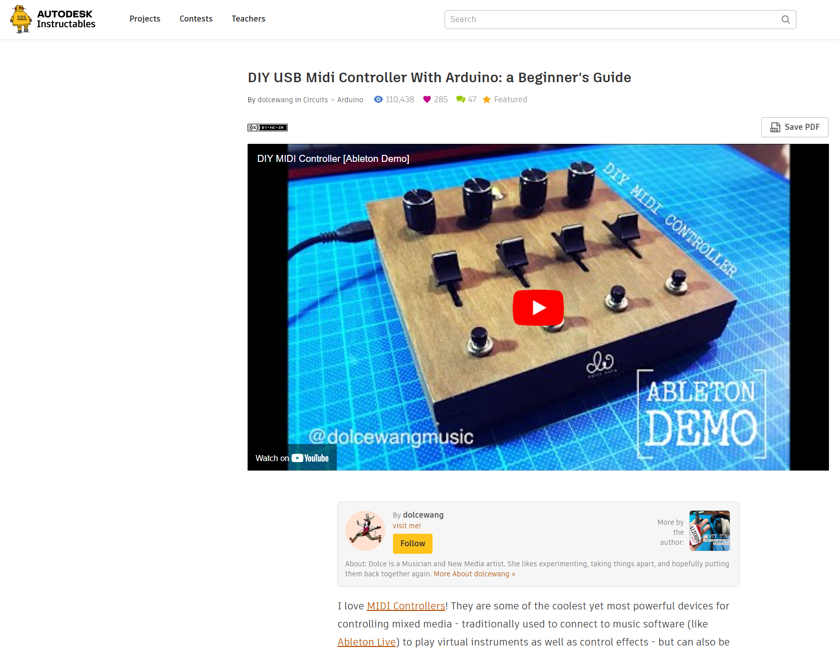 This Instructables article helped me understand the full process of building a physical MIDI controller from start to finish. This source explained not only the wiring and coding, but also the practical steps involved in assembling a complete device. The article also listed different components, including buttons, potentiometers, faders, and microcontrollers, and it provided links to stores where these parts can be purchased. With this information, I was able to decide which parts I needed for my own controller, compare their specifications, and order the required materials.